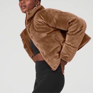 Alo Yoga Ribbed Velour Puffer Cinnamon Brown